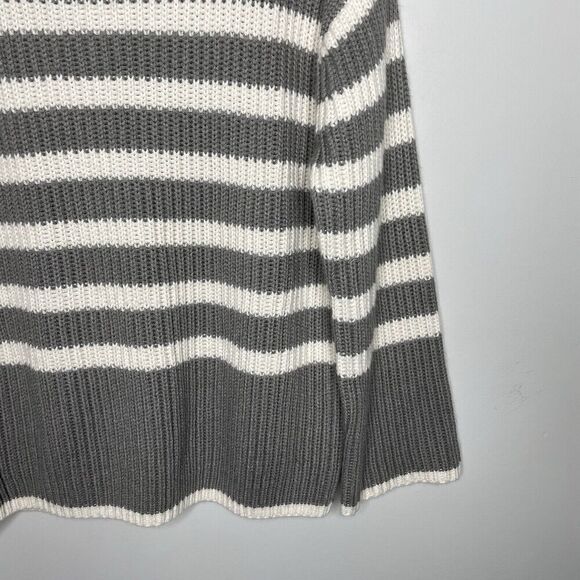 PETER SOM Collective Sweater Women XS Oversized Striped Pullover Turtleneck Gray - Picture 6 of 14